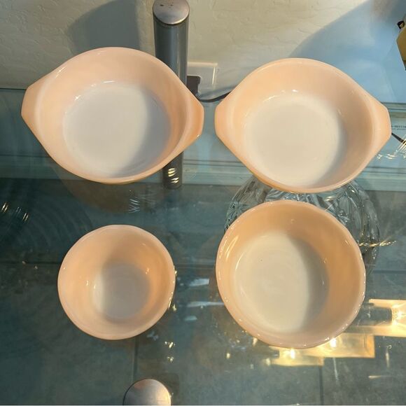 Vintage Anchor Hocking Fire King 4 PC Peach Luster Ware - Picture 2 of 6